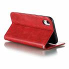 For iPhone XR Splicing Color Magnetic Hem Horizontal Flip Leather Case with Holder & Card Slots(Red) - 6