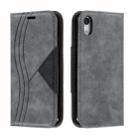 For iPhone XR Splicing Color Magnetic Hem Horizontal Flip Leather Case with Holder & Card Slots(Grey) - 1