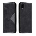 For iPhone XS Max Splicing Color Magnetic Hem Horizontal Flip Leather Case with Holder & Card Slots(Black) - 1