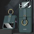 For Samsung Galaxy Z Flip3 5G GKK Ultra-thin PC Full Coverage Phone Flip Case with Ring Holder(Dark Green) - 1