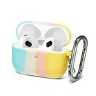 Four-color Rainbow Earphone Protective Case with Hook For AirPods 3(Blue + Beige + Pink + Yellow) - 1