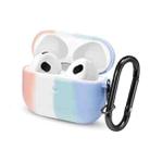 Four-color Rainbow Earphone Protective Case with Hook For AirPods 3(Pink + White + Light Green + Blue) - 1