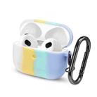 Four-color Rainbow Earphone Protective Case with Hook For AirPods 3(White + Yellow + Light Green + Blue) - 1