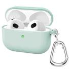 Thicken Silicone Round Bottom Earphone Protective Case with Hook For AirPods 3(Light Green) - 1