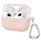 Thicken Silicone Round Bottom Earphone Protective Case with Hook For AirPods 3(Light Pink) - 1