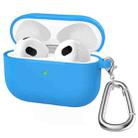 Thicken Silicone Round Bottom Earphone Protective Case with Hook For AirPods 3(Blue) - 1