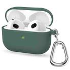 Thicken Silicone Round Bottom Earphone Protective Case with Hook For AirPods 3(Olive Green) - 1