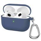 Thicken Silicone Round Bottom Earphone Protective Case with Hook For AirPods 3(Midnight Blue) - 1