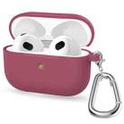 Thicken Silicone Round Bottom Earphone Protective Case with Hook For AirPods 3(Rose Red) - 1