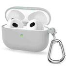 Thicken Silicone Round Bottom Earphone Protective Case with Hook For AirPods 3(Light Grey) - 1