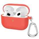 Thicken Silicone Round Bottom Earphone Protective Case with Hook For AirPods 3(Red) - 1