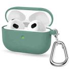 Thicken Silicone Round Bottom Earphone Protective Case with Hook For AirPods 3(Pine Needle Green) - 1