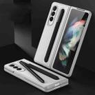 For Samsung Galaxy Z Fold3 5G GKK Ultra-thin PC + Leather Full Coverage Phone Flip Case with Pen Slot(Silver) - 1