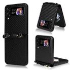 For Samsung Galaxy Z Flip3 5G Carbon Fiber Texture Shock-proof PU Phone Case(Black) - 1