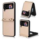 For Samsung Galaxy Z Flip3 5G Carbon Fiber Texture Shock-proof PU Phone Case(Gold) - 1