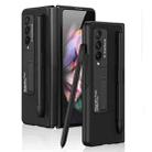 For Samsung Galaxy Z Fold3 5G GKK Ultra-thin PC + PU Phone Flip Case with Holder & Pen Slot(Cross Texture) - 1