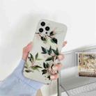 For iPhone 12 / 12 Pro Plating Transparent Double-sided Film IMD TPU Phone Case(Wedding Bouquet Leaves DX-57) - 1