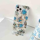 For iPhone 13 Plating Transparent Double-sided Film IMD TPU Phone Case with Ring Holder(Blue Rose DX-56) - 1