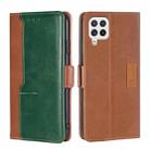 For Samsung Galaxy A22 4G Retro Texture Contrast Color Buckle Horizontal Flip Leather Case with Holder(Light Brown+Green) - 1