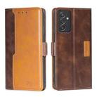 For Samsung Galaxy A82 5G / Quantum 2 Retro Texture Contrast Color Buckle Horizontal Flip Leather Case with Holder(Dark Brown+Gold) - 1