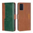 For Samsung Galaxy F52 5G Retro Texture Contrast Color Buckle Horizontal Flip Leather Case with Holder(Light Brown+Green) - 1