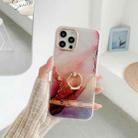 For iPhone 13 Pro Max Dual-side Laminating IMD Plating Golden Circle Marble Pattern TPU Phone Case with Ring Holder (Red Gilt DX-59) - 1