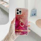 For iPhone 12 Pro Max Dual-side Laminating IMD Plating Golden Circle Marble Pattern TPU Phone Case with Ring Holder(Purple Gilt DX-63) - 1