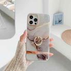 For iPhone 11 Dual-side Laminating IMD Plating Golden Circle Marble Pattern TPU Phone Case with Ring Holder (Grey Gilt DX-64) - 1