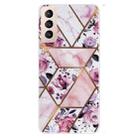 For Samsung Galaxy S22 5G Marble Pattern Shockproof TPU Protective Case(Rhombus Rose) - 1