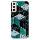 For Samsung Galaxy S22 5G Marble Pattern Shockproof TPU Protective Case(Rhombus Dark Green) - 1