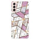 For Samsung Galaxy S22 5G Marble Pattern Shockproof TPU Protective Case(Rhombus White Purple) - 1