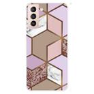 For Samsung Galaxy S22+ 5G Marble Pattern Shockproof TPU Protective Case(Rhombus Orange Purple) - 1