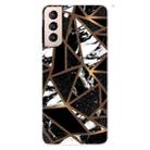 For Samsung Galaxy S22+ 5G Marble Pattern Shockproof TPU Protective Case(Rhombus Black) - 1