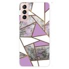 For Samsung Galaxy S22+ 5G Marble Pattern Shockproof TPU Protective Case(Rhombus Gray Purple) - 1