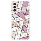 For Samsung Galaxy S22+ 5G Marble Pattern Shockproof TPU Protective Case(Rhombus White Purple) - 1