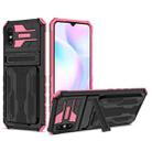 For Xiaomi Redmi 9A Armor Card PC + TPU Shockproof Phone Case with Card Slot & Invisible Holder(Pink) - 1