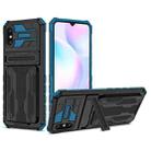 For Xiaomi Redmi 9A Armor Card PC + TPU Shockproof Phone Case with Card Slot & Invisible Holder(Blue) - 1