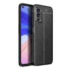 For OPPO A55 4G Litchi Texture TPU Shockproof Phone Case(Black) - 1