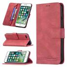 For iPhone SE 2022 / SE 2020 / 8 / 7 Magnetic Clasp RFID Blocking Anti-Theft Leather Case with Holder & Card Slots & Wallet(Red) - 1
