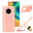 For Huawei Mate 30 Shockproof PC + TPU Protective Case with Wristband & Holder(Pink) - 1