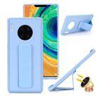 For Huawei Mate 30 Shockproof PC + TPU Protective Case with Wristband & Holder(Light Blue) - 1