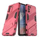 For OPPO K9 Pro Punk Armor 2 in 1 PC + TPU Shockproof Phone Case with Invisible Holder(Light Red) - 1