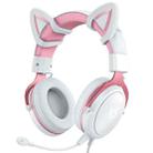 ONIKUMA X10 Car Ear LED Light Adjustable Gaming Headset with Microphone(White Pink) - 1