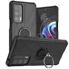 For Motorola Edge 20 Pro Armor Bear Shockproof PC + TPU Phone Protective Case with Ring Holder(Black) - 1