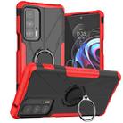 For Motorola Edge 20 Pro Armor Bear Shockproof PC + TPU Phone Protective Case with Ring Holder(Red) - 1