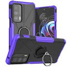 For Motorola Edge 20 Pro Armor Bear Shockproof PC + TPU Phone Protective Case with Ring Holder(Purple) - 1