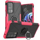 For Motorola Edge 20 Pro Armor Bear Shockproof PC + TPU Phone Protective Case with Ring Holder(Rose Red) - 1