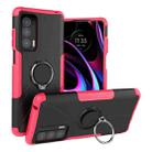 For Motorola Edge 2021 Armor Bear Shockproof PC + TPU Phone Protective Case with Ring Holder(Rose Red) - 1