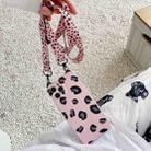 For iPhone 13 Pro Cat Ear Leopard Print TPU Straight Edge Phone Case with Lanyard (Pink) - 1