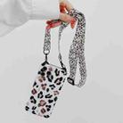 For iPhone 13 Pro Cat Ear Leopard Print TPU Straight Edge Phone Case with Lanyard (White) - 1